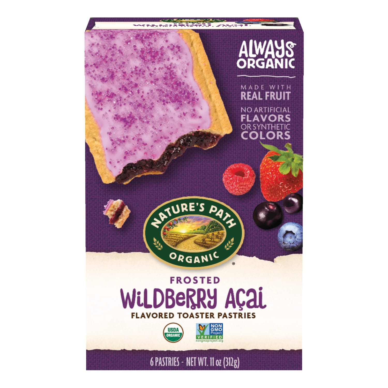 Nature's Path Organic Wildberry Açai Frosted Toaster Pastries 11oz Box